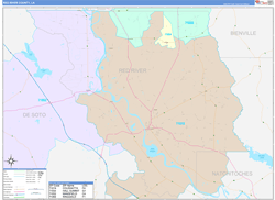 Red RiverParish (County), LA Wall Map Color Cast Style 2024